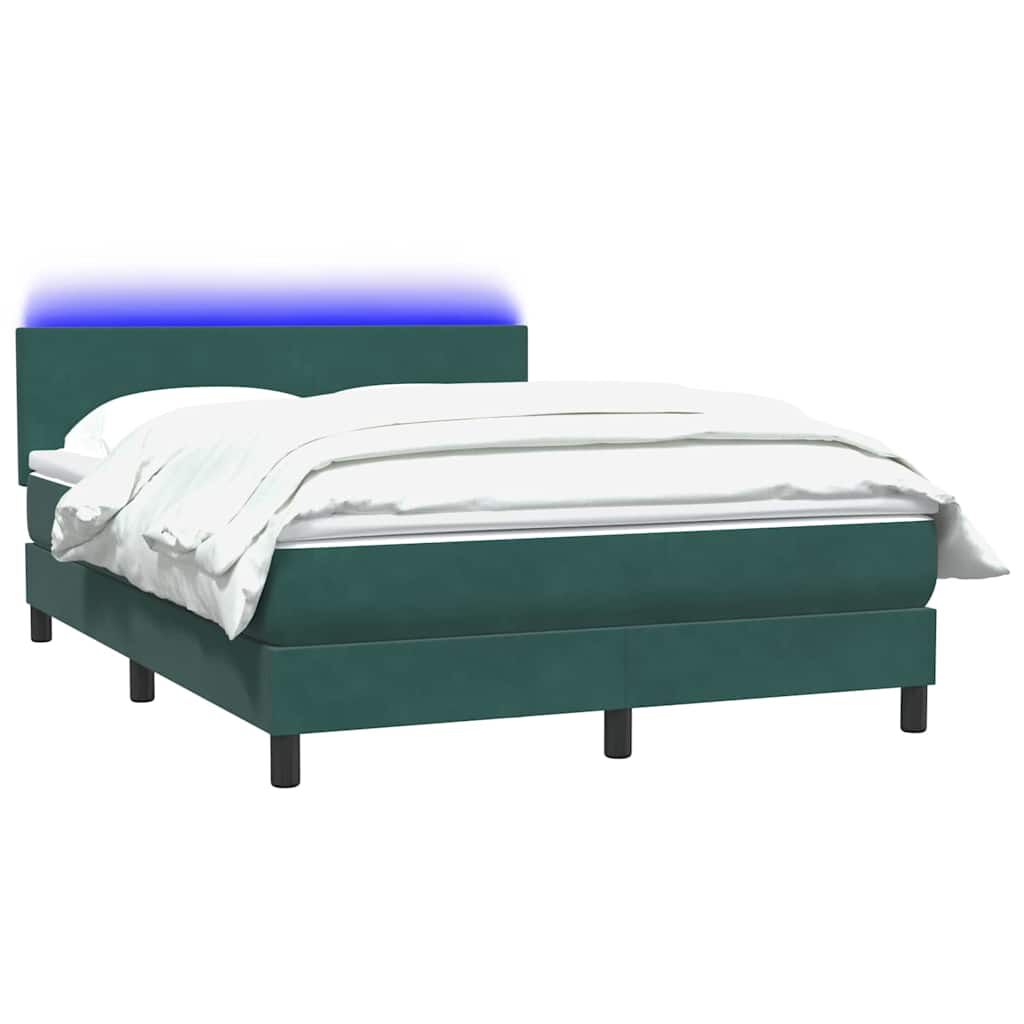 vidaXL Box Spring Κρεβάτι με στρώμα Σκούρο πράσινο 140x220cm Βελούδινο
