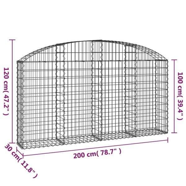 vidaXL Συρματοκιβώτιο Τοξωτό 200x30x100/120εκ. από Γαλβανισμένο Χάλυβα