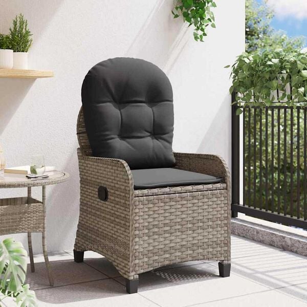 vidaXL Ανακλινόμενη πολυθρόνα Γκρι 56 x 66 x 95 εκ συνθετικό ρατάν