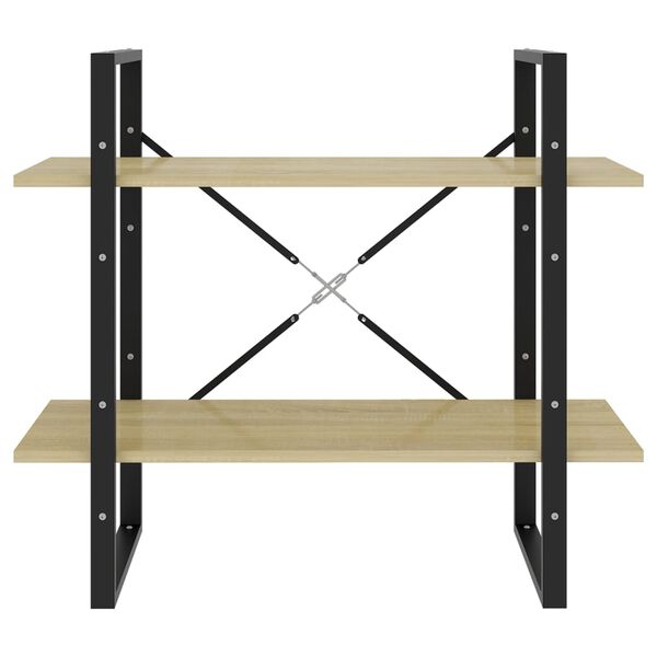 vidaXL Βιβλιοθήκη με 2 Ράφια Sonoma Δρυς 80 x 30 x 70 εκ. Επεξ. Ξύλο
