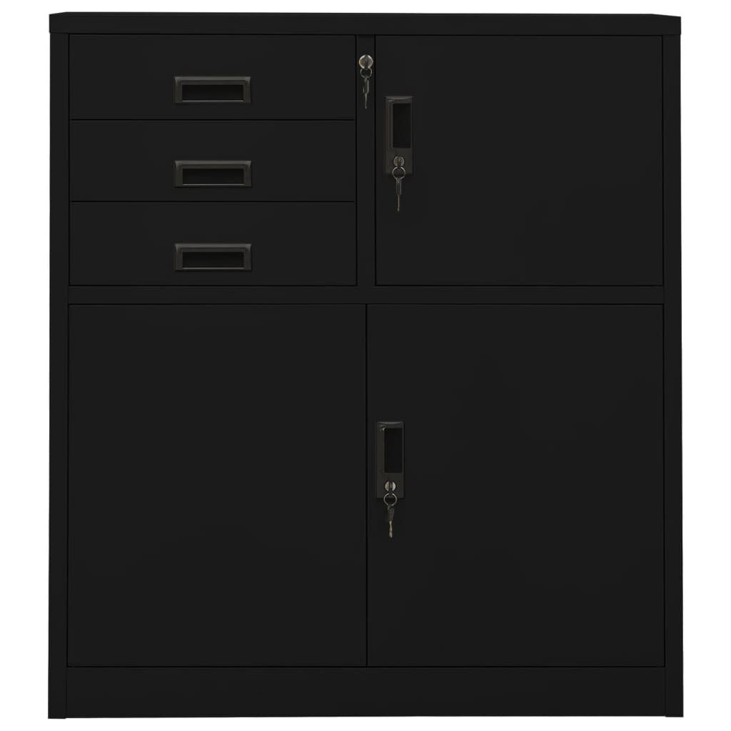 vidaXL Ντουλάπα Γραφείου Μαύρη 90 x 40 x 102 εκ. Ατσάλινη