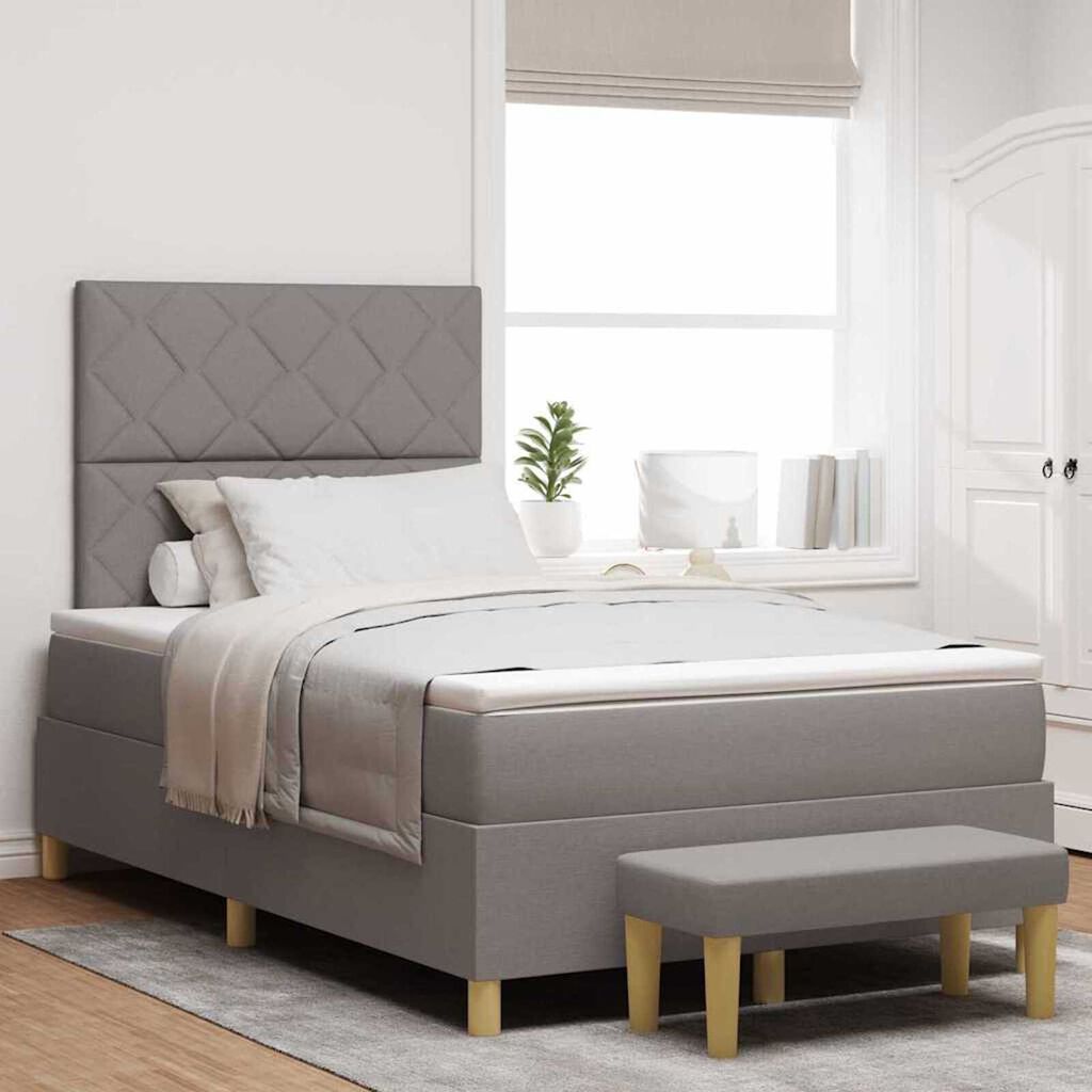 vidaXL Κρεβάτι με ελατήρια με στρώμα Taupe 120 x 190 cm ύφασμα