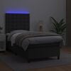 vidaXL Κρεβάτι Boxspring με Στρώμα & LED Μαύρο 80x200 εκ. Συνθ. Δέρμα