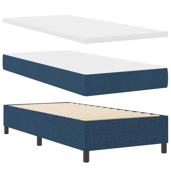 vidaXL Κρεβάτι με ελατήρια με στρώμα Μπλε 100 x 200 cm ύφασμα