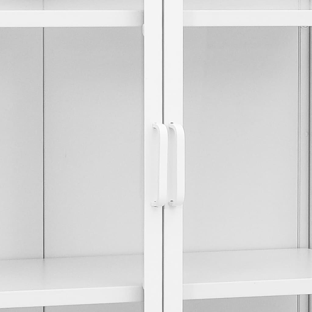 vidaXL Μπουφές Λευκός 80 x 35 x 135 εκ. από Ατσάλι και Ψημένο Γυαλί