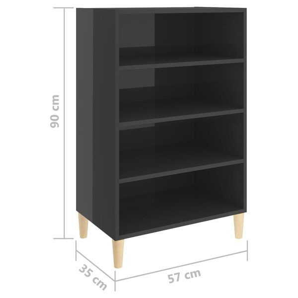 vidaXL Ραφιέρα Γυαλιστερή Γκρι 57 x 35 x 90 εκ. από Επεξ. Ξύλο