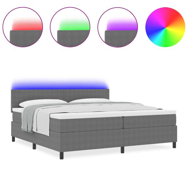 vidaXL Κρεβάτι με Βάση Στρώματος & LED Ανοιχτό Γκρι 200x200 εκ. Βελούδο