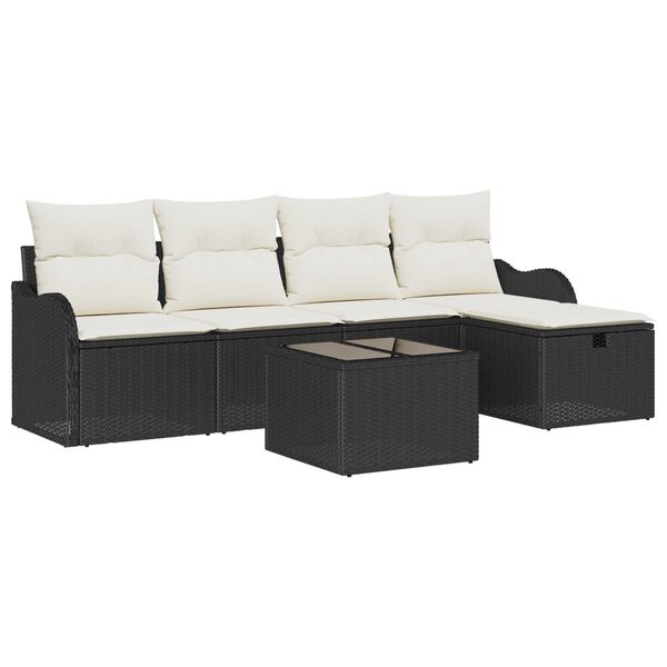 vidaXL Σετ Καναπέ Κήπου 6 pcs Μαύρο και κρεμ 231 x 117 x 85 εκ