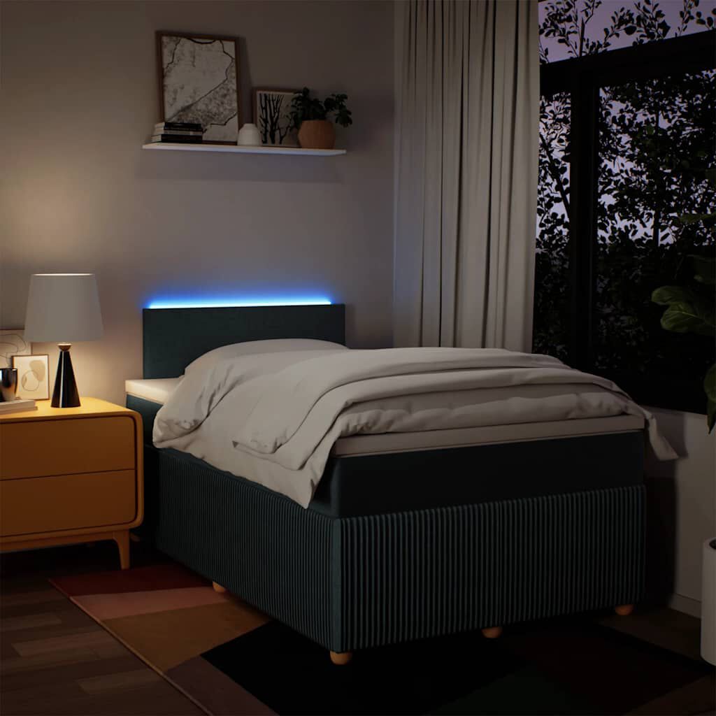 vidaXL Κρεβάτι Boxspring με Στρώμα Μπλε 120x190 εκ. Υφασμάτινο