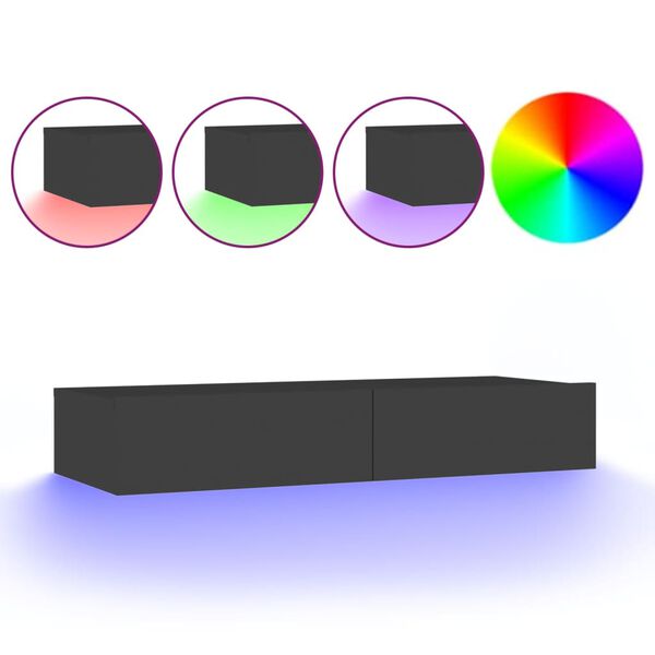 vidaXL Έπιπλο Τηλεόρασης με LED Γκρι 90x35x15,5 εκ.