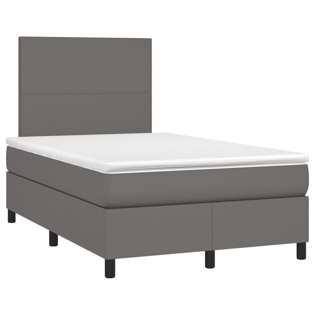 vidaXL Κρεβάτι Boxspring με Στρώμα & LED Γκρι 120x200 εκ. Συνθ. Δέρμα