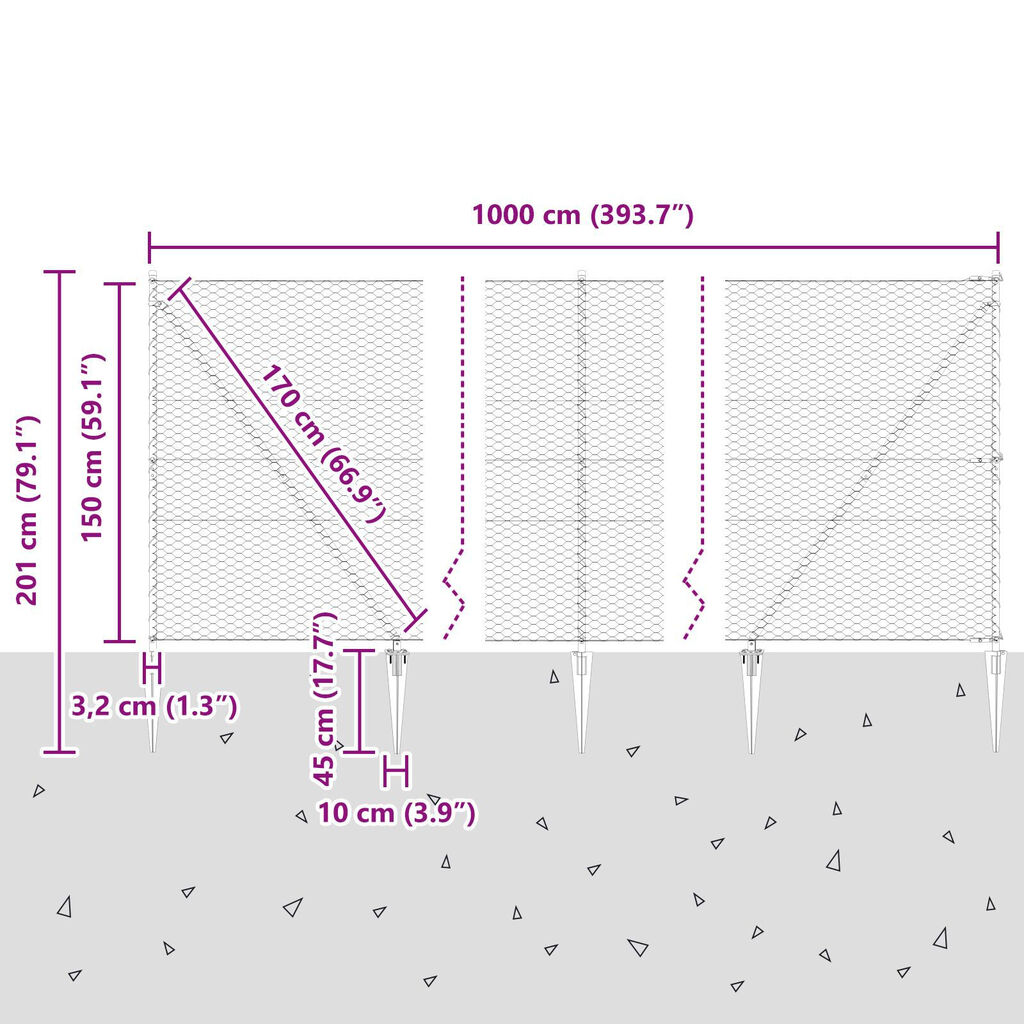 vidaXL Φράχτης Εξάγωνος Πράσινος 1.5x10 μ Χάλυβας