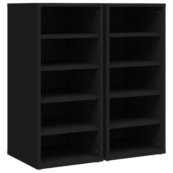 vidaXL Παπουτσοθήκες 2 τεμ. Μαύρες 31,5 x 35 x 70 εκ. από Επεξ. Ξύλο
