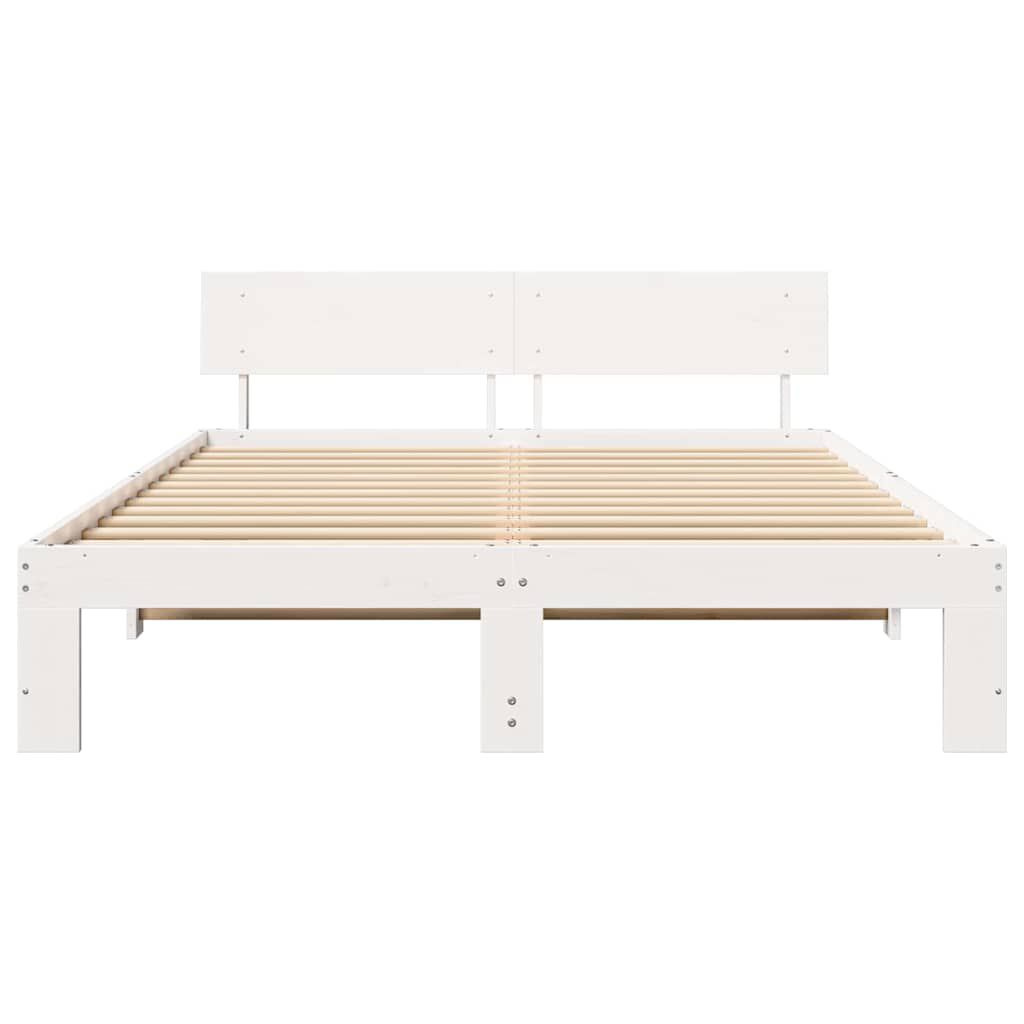 vidaXL Σκελετός Κρεβατιού Λευκό 140 x 200 cm Μασίφ ξύλο πεύκου