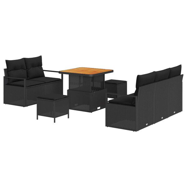 vidaXL Σετ Καναπέ Κήπου με μαξιλάρι 8 pcs Μαύρο 80 x 80 x 71 cm