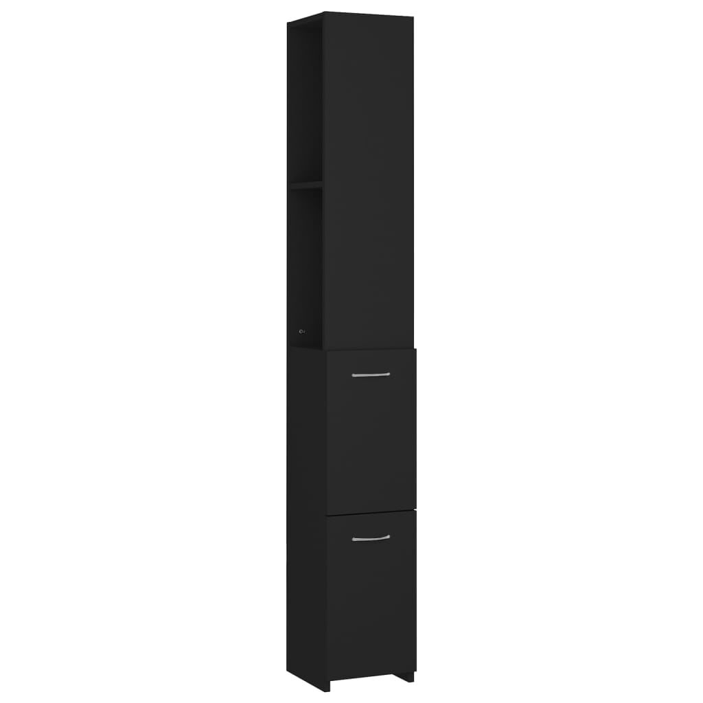 vidaXL Ντουλάπι Μπάνιου Μαύρο 25x26,5x170 εκ. Επεξεργασμένο Ξύλο