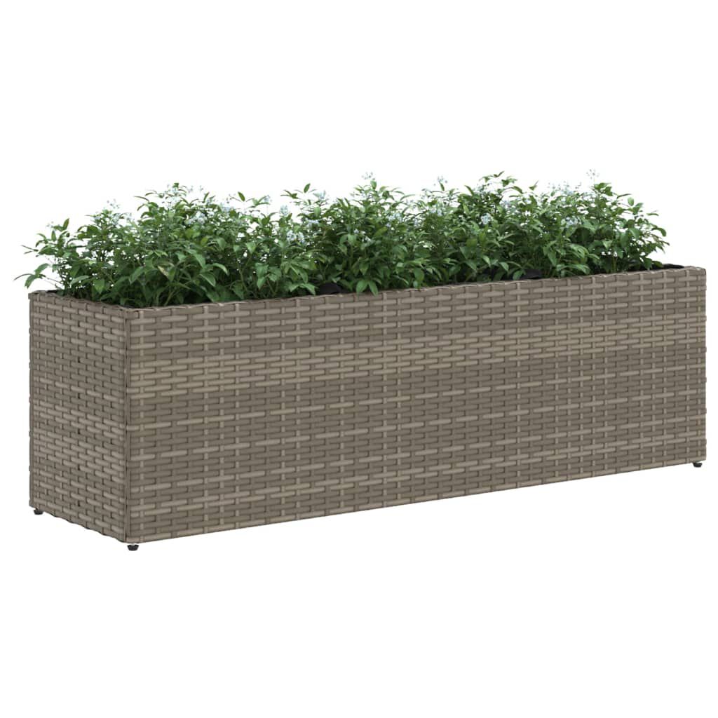 vidaXL Ζαρντινιέρα Κήπου Γκρι 105x30x32 εκ. Συνθ. Ρατάν με 3 Γλάστρες