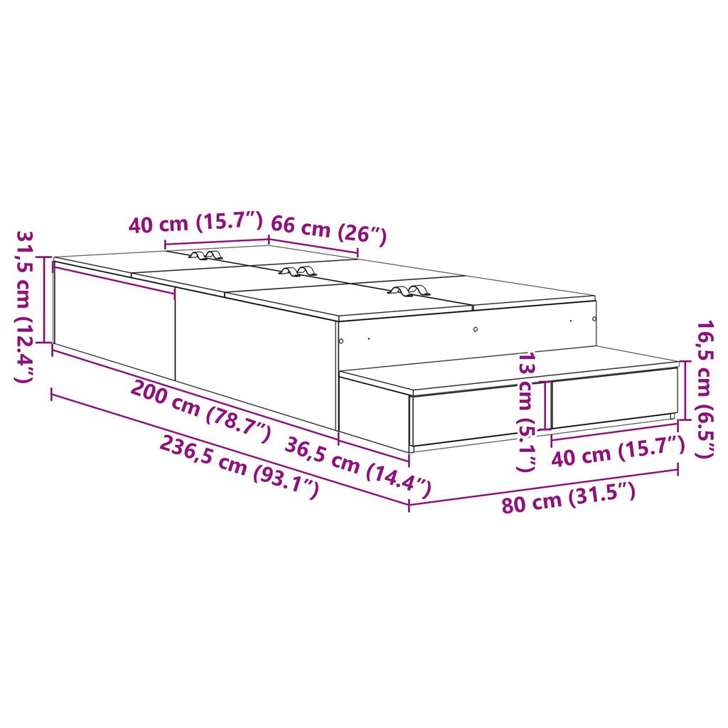 vidaXL Κρεβάτι Αποθήκευσης Λευκό 80x200 εκ