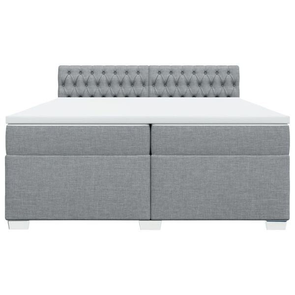 vidaXL Κρεβάτι Boxspring με Στρώμα Ανοιχτό Γκρι 200x200 εκ. Υφασμάτινο