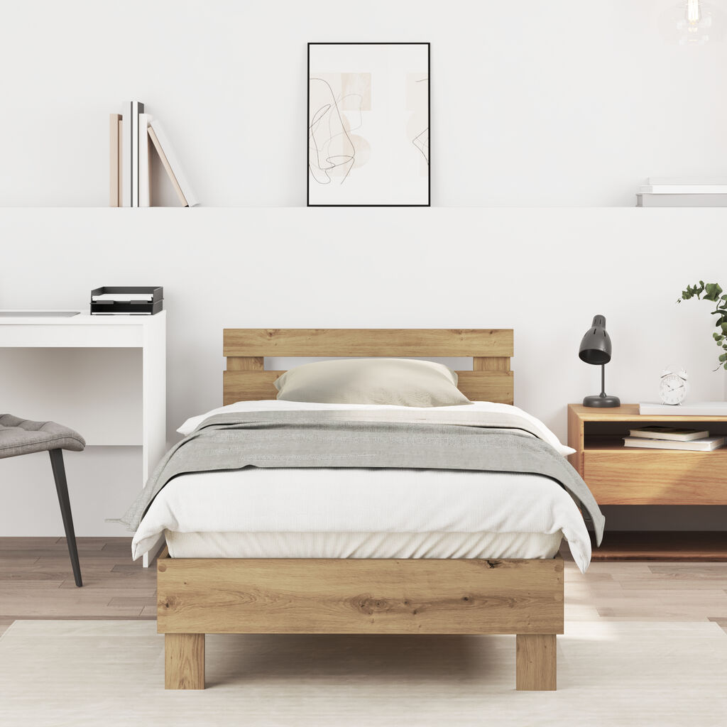 vidaXL Πλαίσιο Κρεβατιού Μασίφ Δρυς 90 x 200 εκ. Κρεβάτι από Δρυ