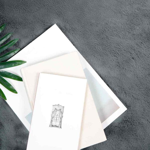 vidaXL Χαλιά Ψεύτικου Κουνελιού Ανθρακί Ø 120 εκ. Πολυεστέρας