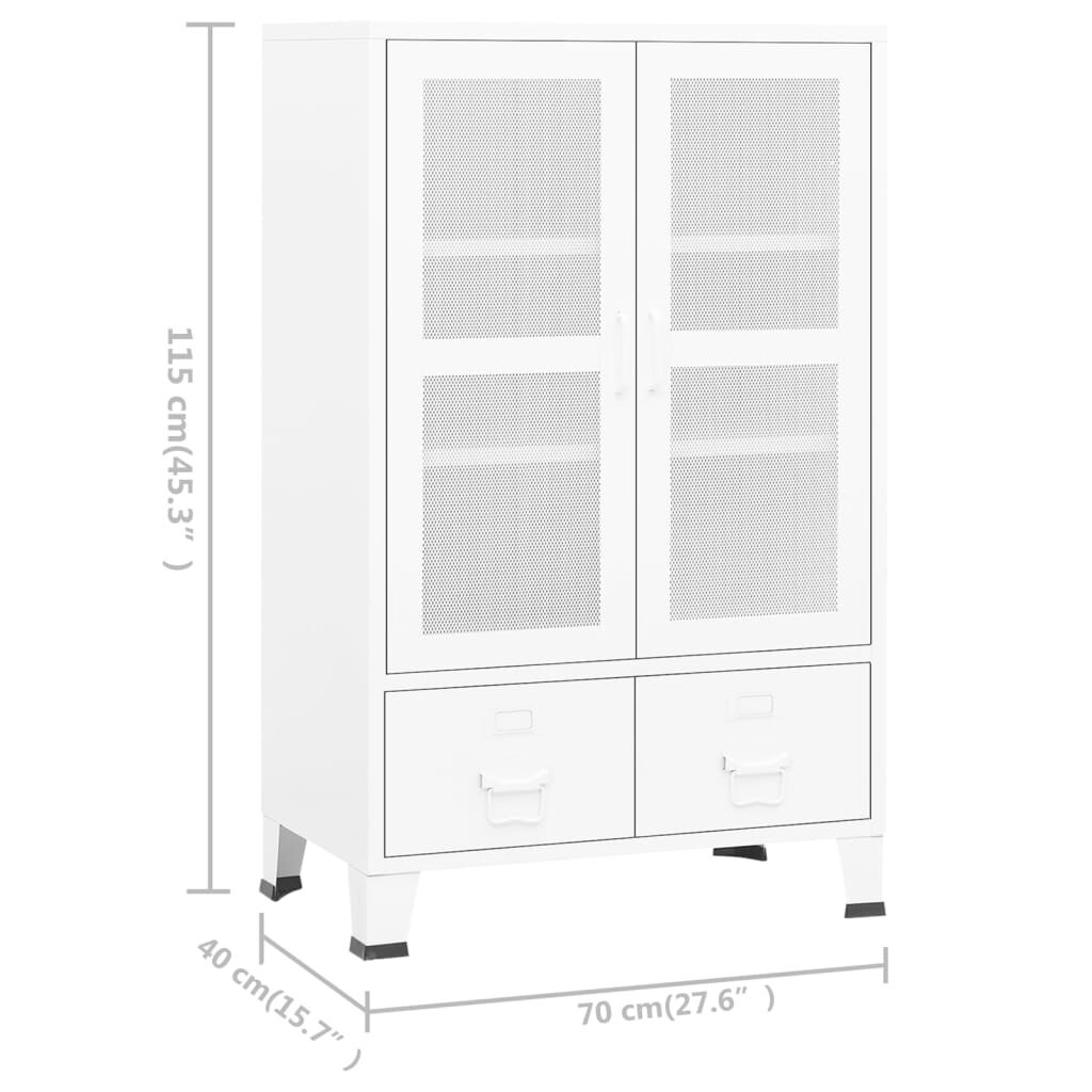 vidaXL Αρχειοθήκη Βιομηχανικού Στιλ Λευκή 70 x 40 x 115 εκ. Ατσάλινη