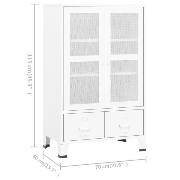vidaXL Αρχειοθήκη Βιομηχανικού Στιλ Λευκή 70 x 40 x 115 εκ. Ατσάλινη