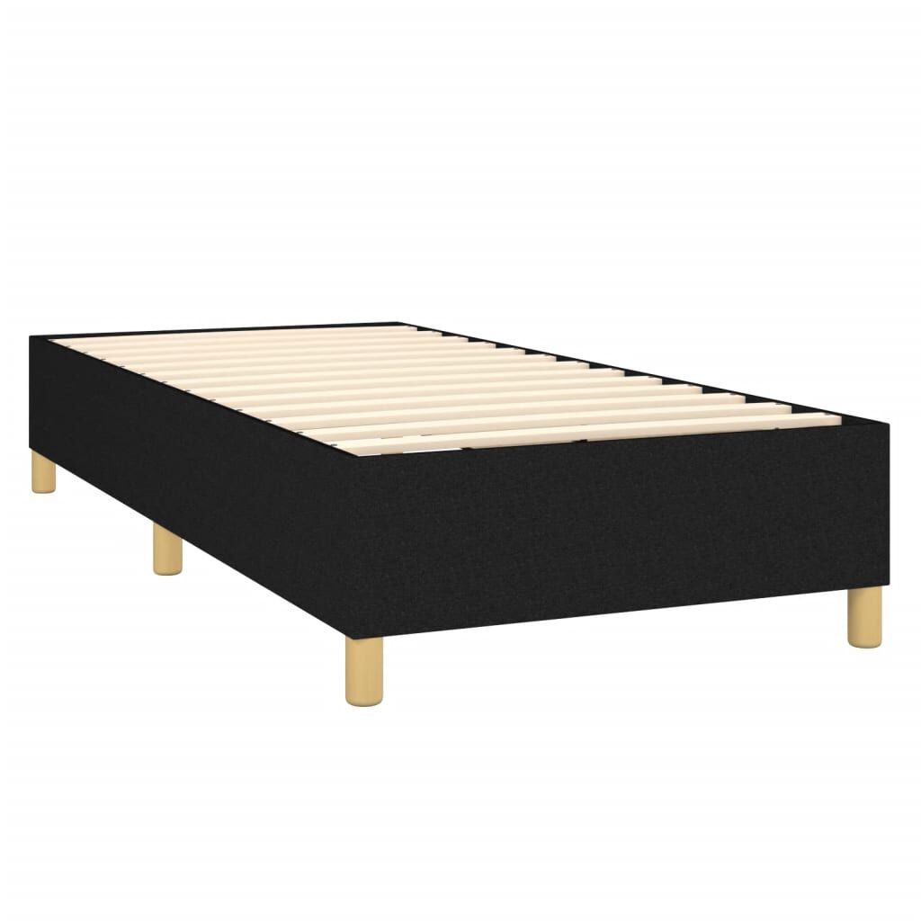 vidaXL Κρεβάτι Boxspring με Στρώμα & LED Μαύρο 90x200 εκ. Υφασμάτινο