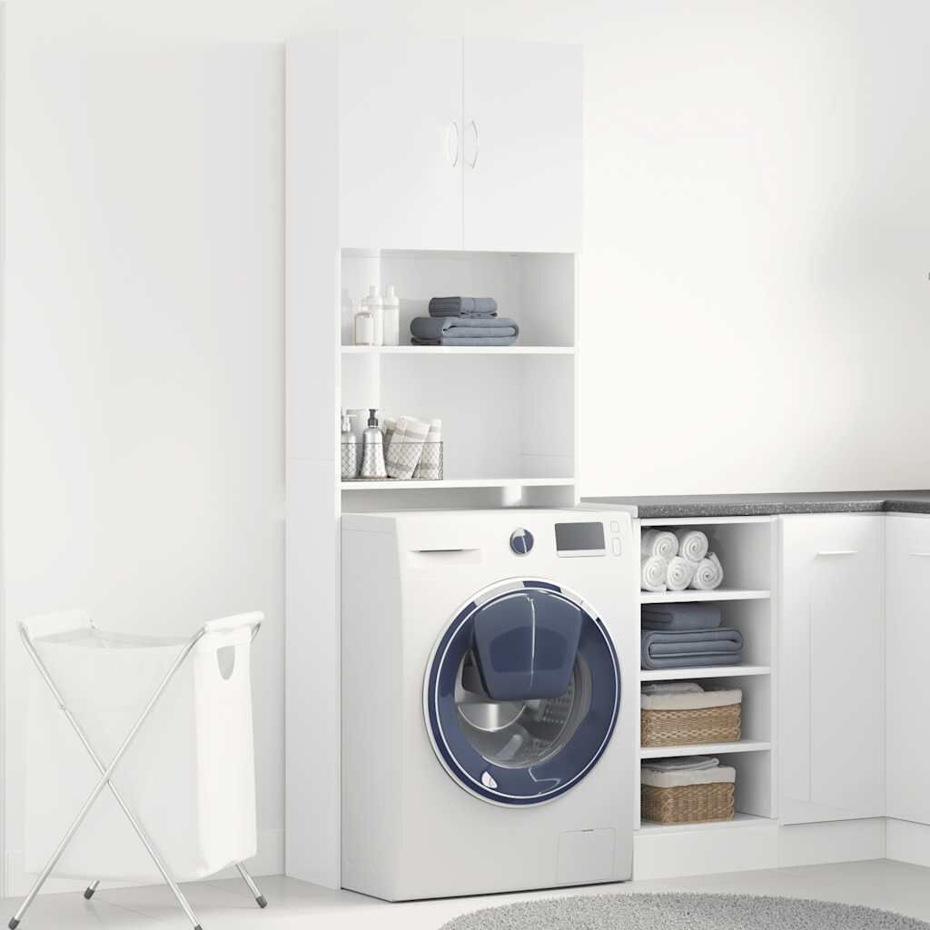 vidaXL Ντουλάπι Πλυντηρίου Γυαλιστερό Λευκό 64x24x190 εκ Επεξ. Ξύλο