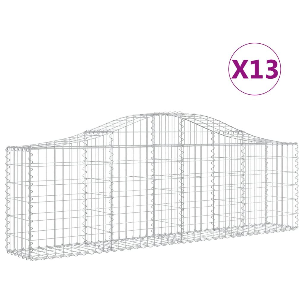 vidaXL Συρματοκιβώτια Τοξωτά 13 τεμ. 200x30x60/80 εκ. Γαλβαν. Ατσάλι