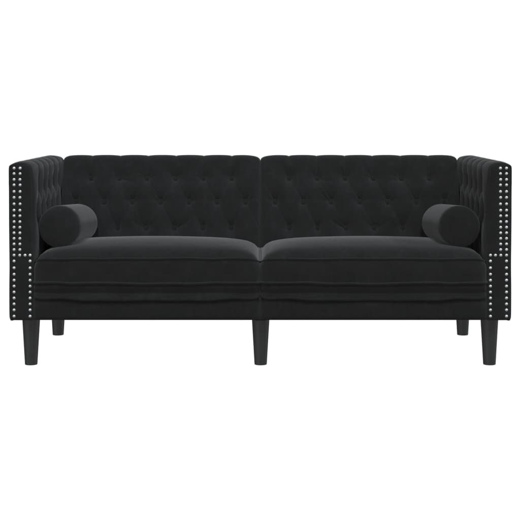 vidaXL Καναπές Διθέσιος Chesterfield με Στηρίγματα Μαύρο Βελούδο