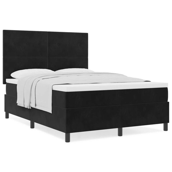 Κρεβάτι Box Spring vidaXL με Στρώμα Μαύρο 160x200 cm Βελούδο