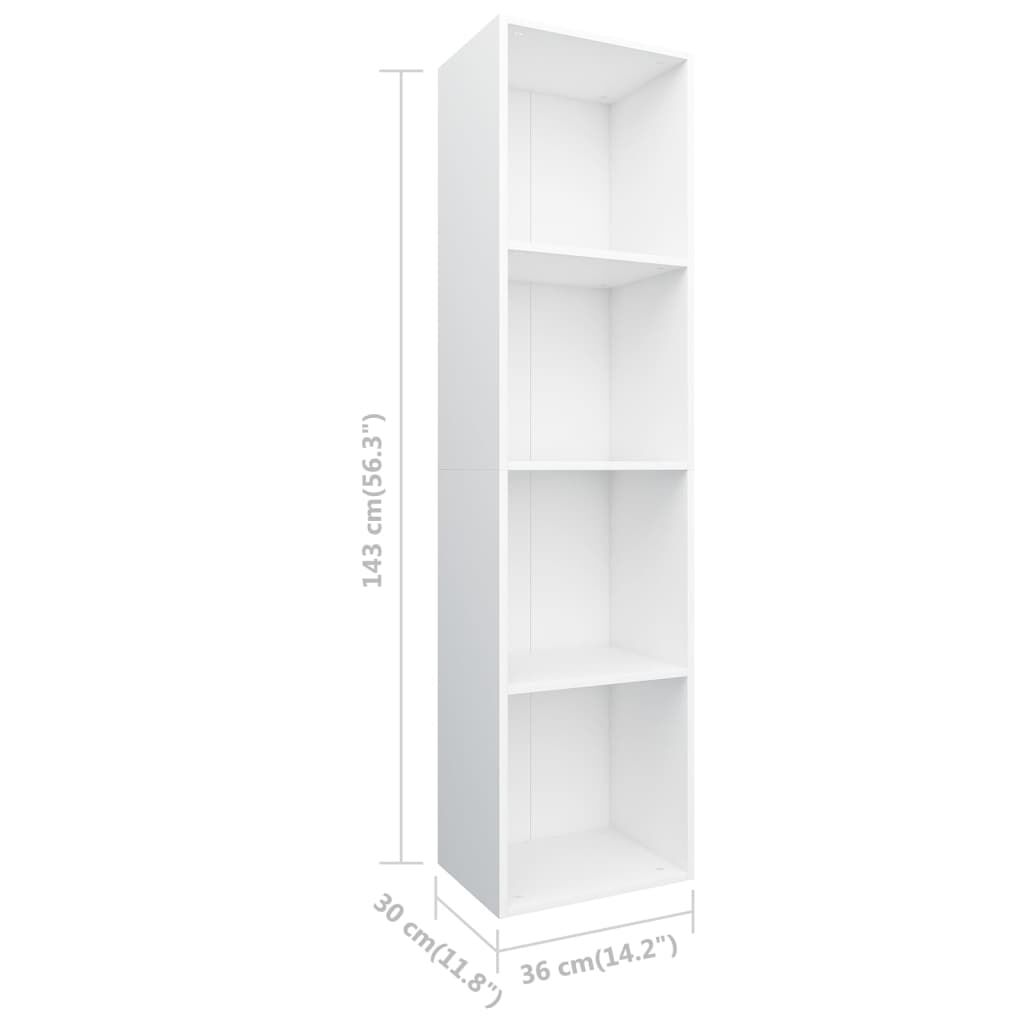 vidaXL Βιβλιοθήκη/Έπιπλο Τηλεόρασης Λευκό 36x30x143 εκ. Επεξ. Ξύλο