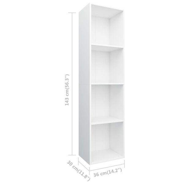 vidaXL Βιβλιοθήκη/Έπιπλο Τηλεόρασης Λευκό 36x30x143 εκ. Επεξ. Ξύλο