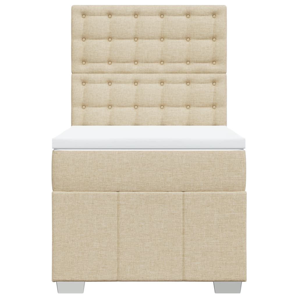 vidaXL Κρεβάτι Boxspring με Στρώμα Κρεμ 90x200 εκ.Υφασμάτινο