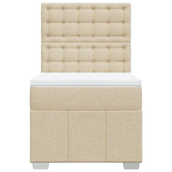 vidaXL Κρεβάτι Boxspring με Στρώμα Κρεμ 90x200 εκ.Υφασμάτινο