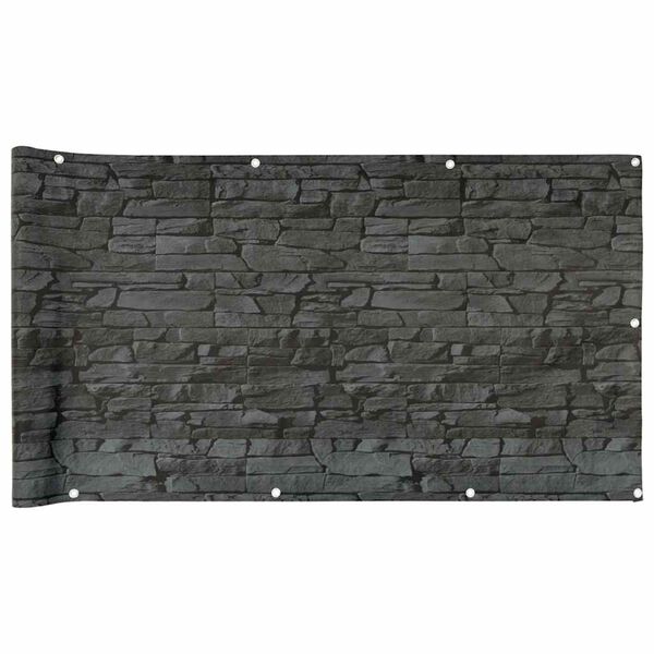 vidaXL Περίφραξη Μπαλκονιού Σχέδιο Ledge Stone Γκρι 300x75 εκ. PVC
