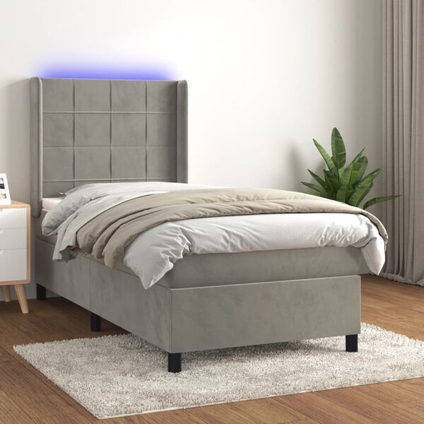 vidaXL &Kappa;&rho;&epsilon;&beta;ά&tau;&iota; Boxspring &mu;&epsilon; &Sigma;&tau;&rho;ώ&mu;&alpha; & LED &Alpha;&nu;.&Gamma;&kappa;&rho;&iota; 90x200 &epsilon;&kappa;. &Beta;&epsilon;&lambda;&omicron;ύ&delta;&iota;&nu;&omicron;