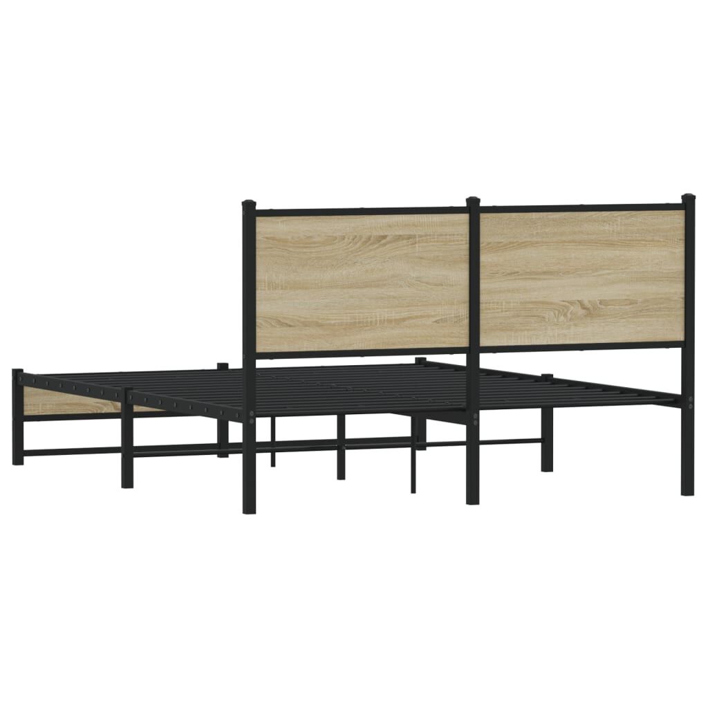 vidaXL Σκελετός Κρεβ. Χωρίς Στρώμα Sonoma Δρυς 150x200 εκ. Μεταλλικό