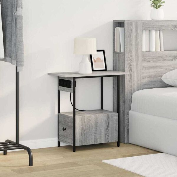 vidaXL Κομοδίνο Γκρι sonoma 60 x 30 x 61 εκ Επεξεργασμένο ξύλο