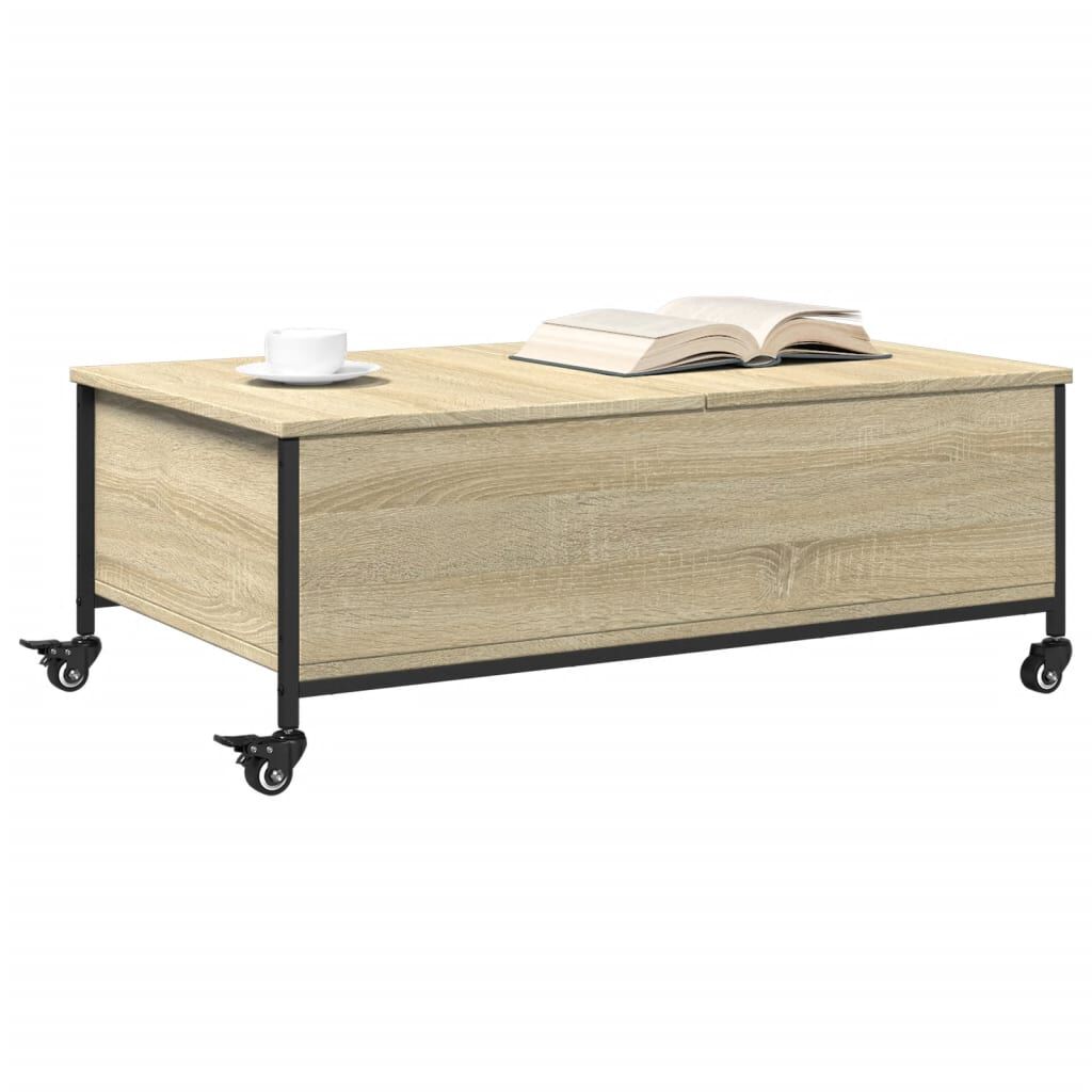 vidaXL Τραπεζάκι Σαλονιού Ροδάκια Sonoma Δρυς 91x55x34 εκ. Επεξ. Ξύλο
