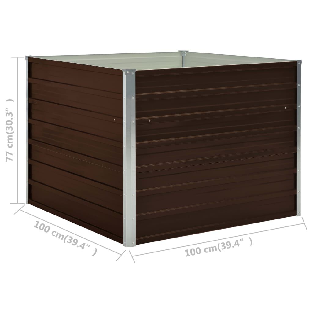 vidaXL Ζαρντινιέρα Ψηλή Καφέ 100 x 100 x 77εκ. από Γαλβανισμένο Χάλυβα