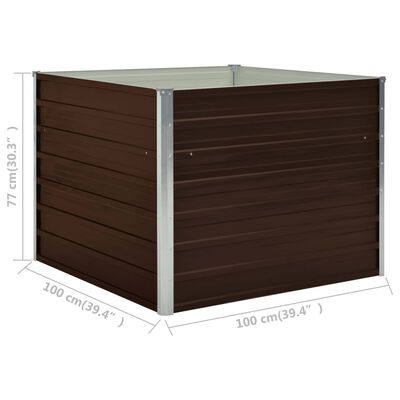 vidaXL Ζαρντινιέρα Ψηλή Καφέ 100 x 100 x 77εκ. από Γαλβανισμένο Χάλυβα