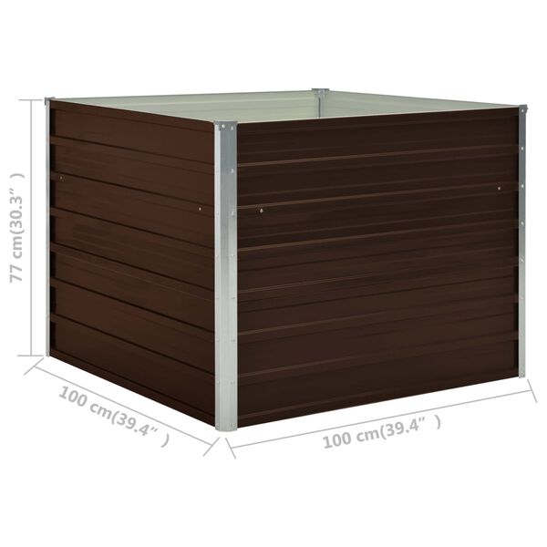 vidaXL Ζαρντινιέρα Ψηλή Καφέ 100 x 100 x 77εκ. από Γαλβανισμένο Χάλυβα