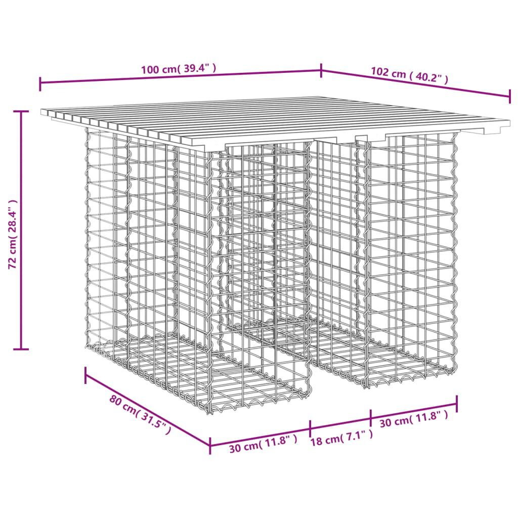 vidaXL Πάγκος Κήπου Συρματοκιβώτιο 100x102x72 εκ. Μασίφ Ψευδοτσούγκα