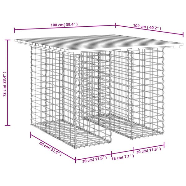 vidaXL Πάγκος Κήπου Συρματοκιβώτιο 100x102x72 εκ. Μασίφ Ψευδοτσούγκα