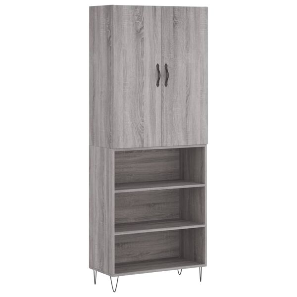 vidaXL Ντουλάπι Γκρι Sonoma 69,5 x 34 x 180 εκ. Επεξεργασμένο Ξύλο
