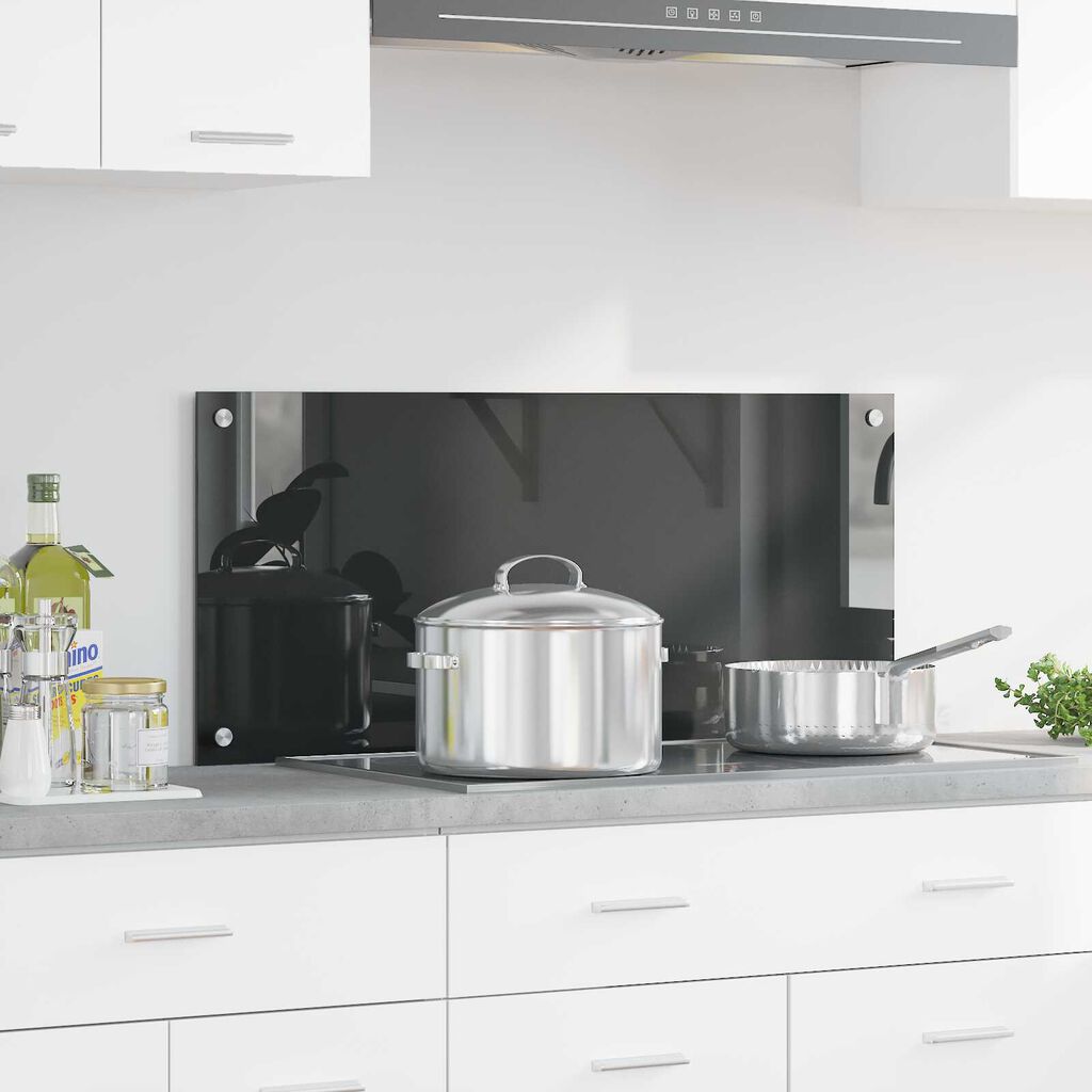 vidaXL Κουζίνα Πλακάκι Σκούρο Γκρι 90x40x0,6 εκ. Ψημένο Γυαλί