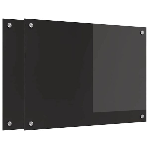 vidaXL Πίσω Πάνελ Κουζίνας Μαύρο 70 x 50 cm σκληρυμένο γυαλί