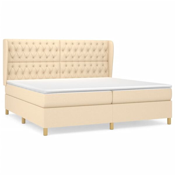 vidaXL &Kappa;&rho;&epsilon;&beta;ά&tau;&iota; Boxspring &mu;&epsilon; &Sigma;&tau;&rho;ώ&mu;&alpha; &Kappa;&rho;&epsilon;&mu; 200x200 &epsilon;&kappa;. &Upsilon;&phi;&alpha;&sigma;&mu;ά&tau;&iota;&nu;&omicron;